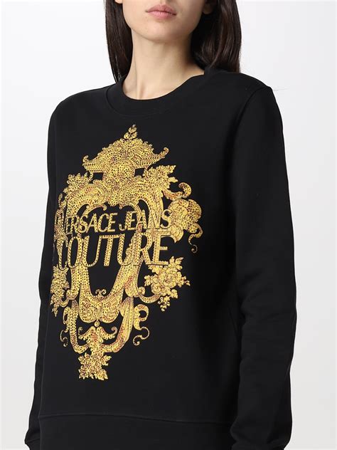 versace jeans couture logo sweatshirt black|Versace Jeans Couture outlet usa.